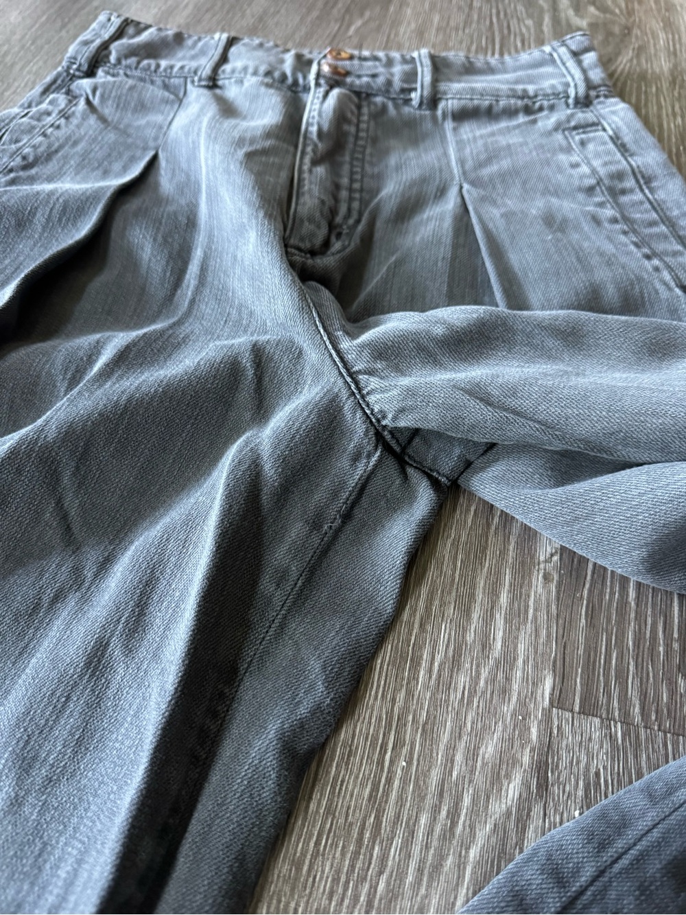 Anthropologie Pilcro Womens 28 Gray Pleated Wide Leg Palazzo Jeans High Rise - Picture 8 of 10